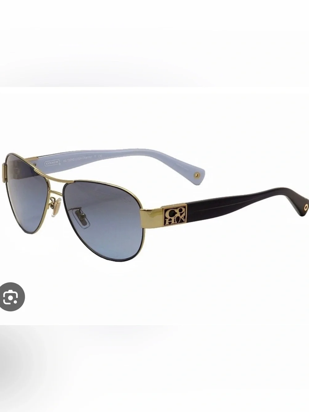 Coach HC7059 Aviator Gold Black Sunglasses with Case